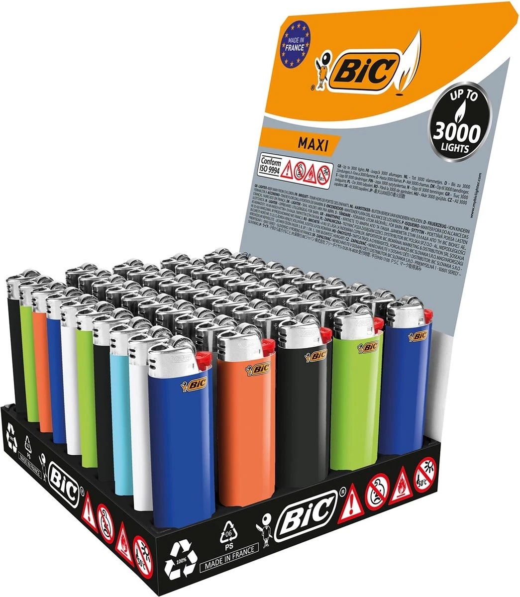 BIC Lighter Aansteker Maxi J26 Display(50stuks) 5 BIC Lighter Aansteker Maxi J26 Display(50stuks) - Afbeelding 3