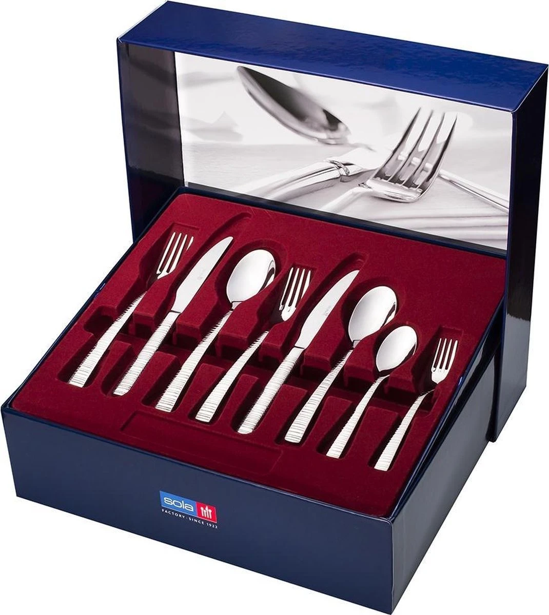 Sola Bestekset Bali - Modern - 9 Persoons - 90 Delig - Zilverwit Edelstaal 18/10 - RVS - Zilver 5 Sola Bestekset Bali - Modern - 9 Persoons - 90 Delig - Zilverwit Edelstaal 18/10 - RVS - Zilver - Afbeelding 3