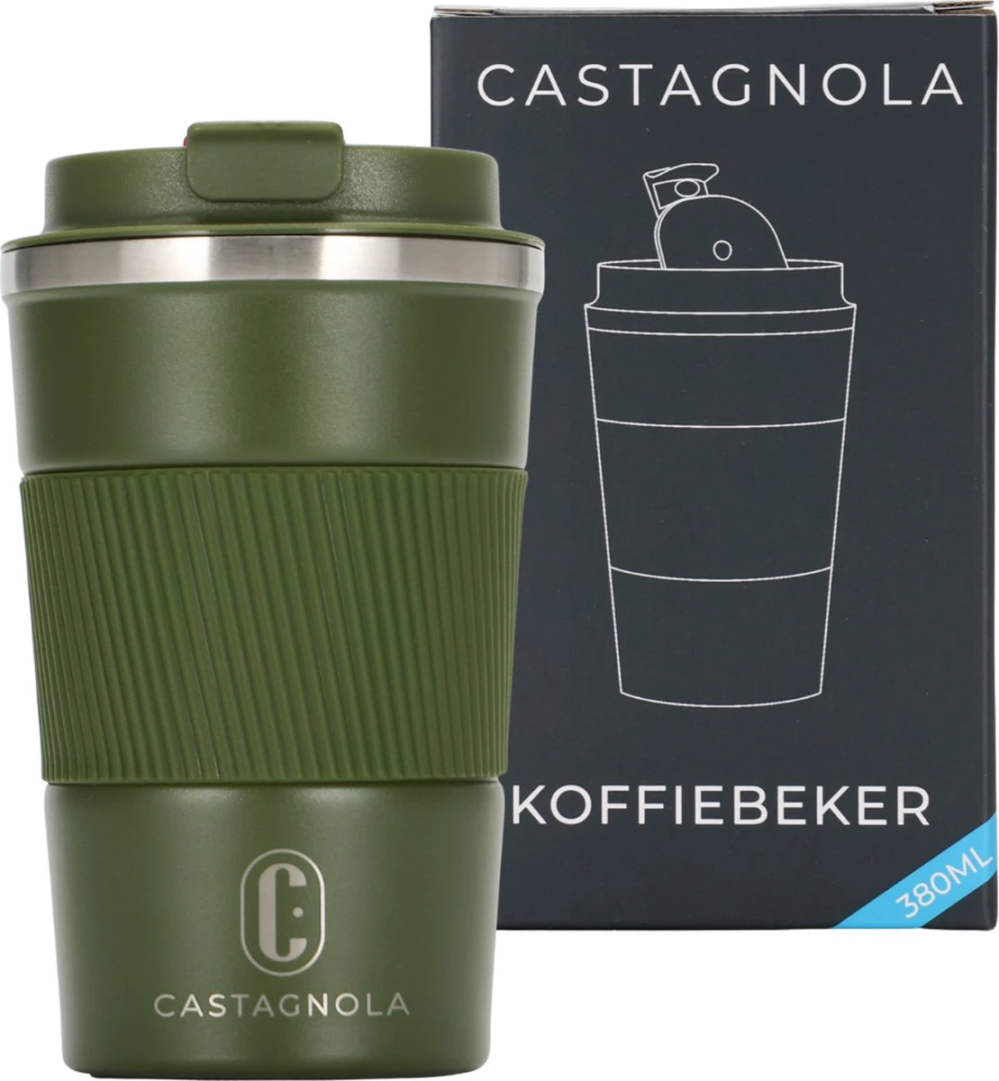 Castagnola Design RVS Koffiebeker To Go - Groen - 380ml - Thermosbeker - Theebeker 3 Castagnola Design RVS Koffiebeker To Go - Groen - 380ml - Thermosbeker - Theebeker