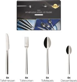 Nevana Bestekset - 24 Delig - 18/10 Edelstaal - Bestek - Lepels, Messen, Vorken -Meubelwinkel 1137x1200 2