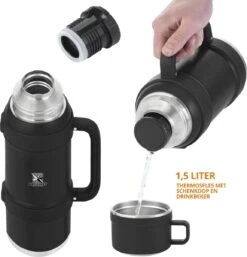 MacGyver RVS Thermoskan 1.5 Ltr – RVS Thermosbeker 0,55 Ltr - Langdurig Warm/koud - Zwart -Meubelwinkel 1154x1200 2