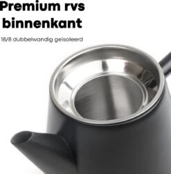 Vatten® - Premium RVS Theepot - Incl. RVS Theefilter - 1L - Zwart - Dubbelwandig -Meubelwinkel 1175x1200 2