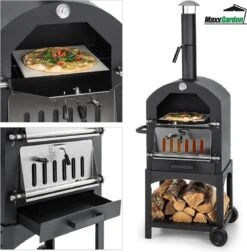 MaxxGarden Pizza Oven Buiten - Houtskool – Incl. Pizzasteen - 45x65x158cm -Meubelwinkel 1175x1200 3