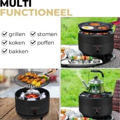 Ozocozy BBQ-ONE Houtskool Tafelbarbecue - Ø30 Cm- Zwart - Incl. Draagtas, Siliconen Bakkwast En RVS-Barbecuetang -Meubelwinkel 1193x1200 4