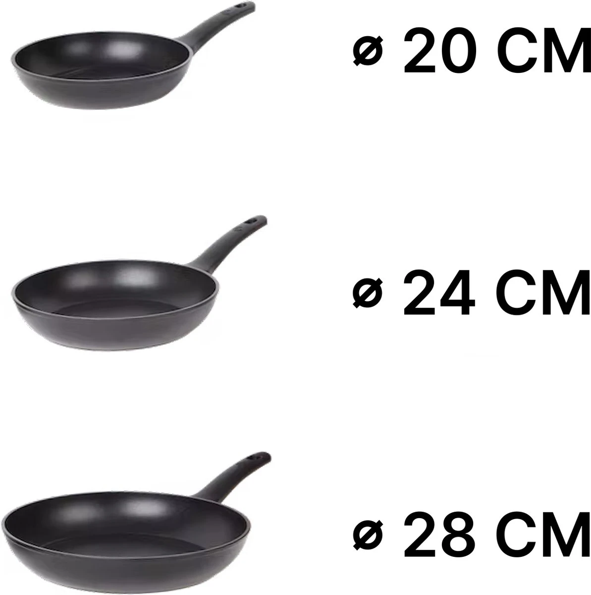 Masterchef Koekenpannen | Koekenpannenset 3 Stuks | Ø 20, 24 En 28 Cm | Geschikt Voor Verschillende Warmtebronnen | Inductie, Elektrisch, Gas En Keramisch Pannenset | Braadpannen | Vrij Van PFOA 4 Masterchef Koekenpannen | Koekenpannenset 3 Stuks | Ø 20, 24 En 28 Cm | Geschikt Voor Verschillende Warmtebronnen | Inductie, Elektrisch, Gas En Keramisch Pannenset | Braadpannen | Vrij Van PFOA - Afbeelding 2