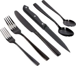 Deleca 6 Persoons Bestekset (36-delig) - Lepels, Messen, Vorken & Steakmessen - Vaatwasserbestendig - Zwart / RVS -Meubelwinkel 1200x1036 3