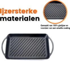 Kicinn Grillplaat - Gietijzer - Geëmailleerd - Incl. Accessoires - Ø 33 X 21.8 Cm (LxB) -Meubelwinkel 1200x1050