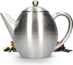 Vaja Valerie - Theepot Met Filter - Dubbelwandig - RVS - 1.2L -Meubelwinkel 1200x1068
