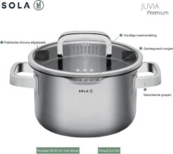Sola Pannenset Juvia - 4 Delig - Ø 16,16,18,20 Cm - Zilver - RVS - Sandwichbodem -Meubelwinkel 1200x1069