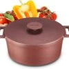 MOA Gietijzeren Braadpan - Inhoud 4,75 Liter - 26CM - Rond - Alle Warmtebronnen - Ook Voor Inductie - Gewicht 5,8 Kg - Bordeaux Rood - MC26BR -Meubelwinkel 1200x1070