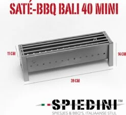 Spiedini Saté-bbq Bali 40 Mini - Kleine, Smalle Houtskoolbarbecue Met Horizontaal Rooster Voor Sate Of Andere Spiesjes - 40 Cm Lang, 11 Cm Breed, 14 Cm Hoog - Ideaal Voor Tuin- Of Open Haard, Of Balkon - Materiaal: Gealuminiseerd Ijzer -Meubelwinkel 1200x1086 1