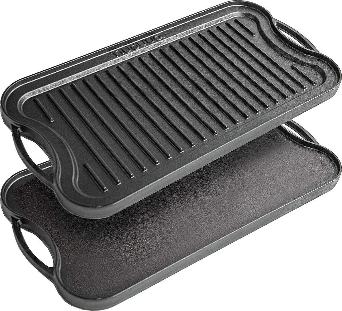 Nuovva Dubbelzijdig Gietijzeren Grillplaat - 50cm X 26cm 3 Nuovva Dubbelzijdig Gietijzeren Grillplaat - 50cm X 26cm