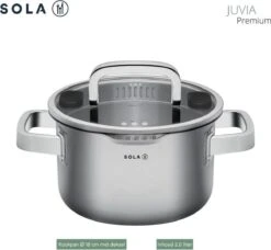 Sola Pannenset Juvia - 4 Delig - Ø 16,16,18,20 Cm - Zilver - RVS - Sandwichbodem -Meubelwinkel 1200x1110