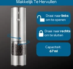 GOV Elektrische Peper- En Zoutmolen RVS XL Oplaadbaar - Automatische Pepermolen 6 GOV Elektrische Peper- En Zoutmolen RVS XL Oplaadbaar - Automatische Pepermolen -Meubelwinkel 1200x1121 1