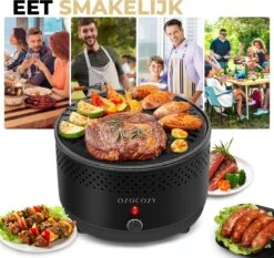 Ozocozy BBQ-ONE Houtskool Tafelbarbecue - Ø30 Cm- Zwart - Incl. Draagtas, Siliconen Bakkwast En RVS-Barbecuetang -Meubelwinkel 1200x1133 3