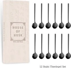 House Of Husk® Theelepels Set - Theelepeltjes - Koffielepels - Koffielepeltjes - RVS - 13cm - 12 Stuks - Zwart -Meubelwinkel 1200x1150