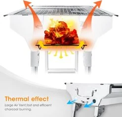 Uten - Houtskoolbarbecue - Opvouwbare Barbecue - Houtskoolbarbecues - Draagbare Camping Barbecue - 430 Roestvrij Staal Grill BBQ - 5-10 Persoon Tuin Buitenfeest - Zilver -Meubelwinkel 1200x1152 3