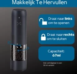 GOV Elektrische Peper- En Zoutmolen Zwart XL Set Oplaadbaar - Pepermolen - Peper En Zoutstel -Meubelwinkel 1200x1156 1