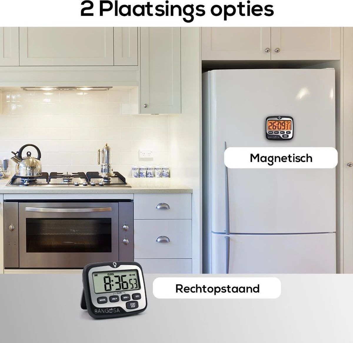 BanGosa® Magnetisch Digitale Kookwekker - Timer - RVS - Keukenwekker Digitaal - Digitale Keuken Timer - Stopwatch Met Magneet 8 BanGosa® Magnetisch Digitale Kookwekker - Timer - RVS - Keukenwekker Digitaal - Digitale Keuken Timer - Stopwatch Met Magneet - Afbeelding 6