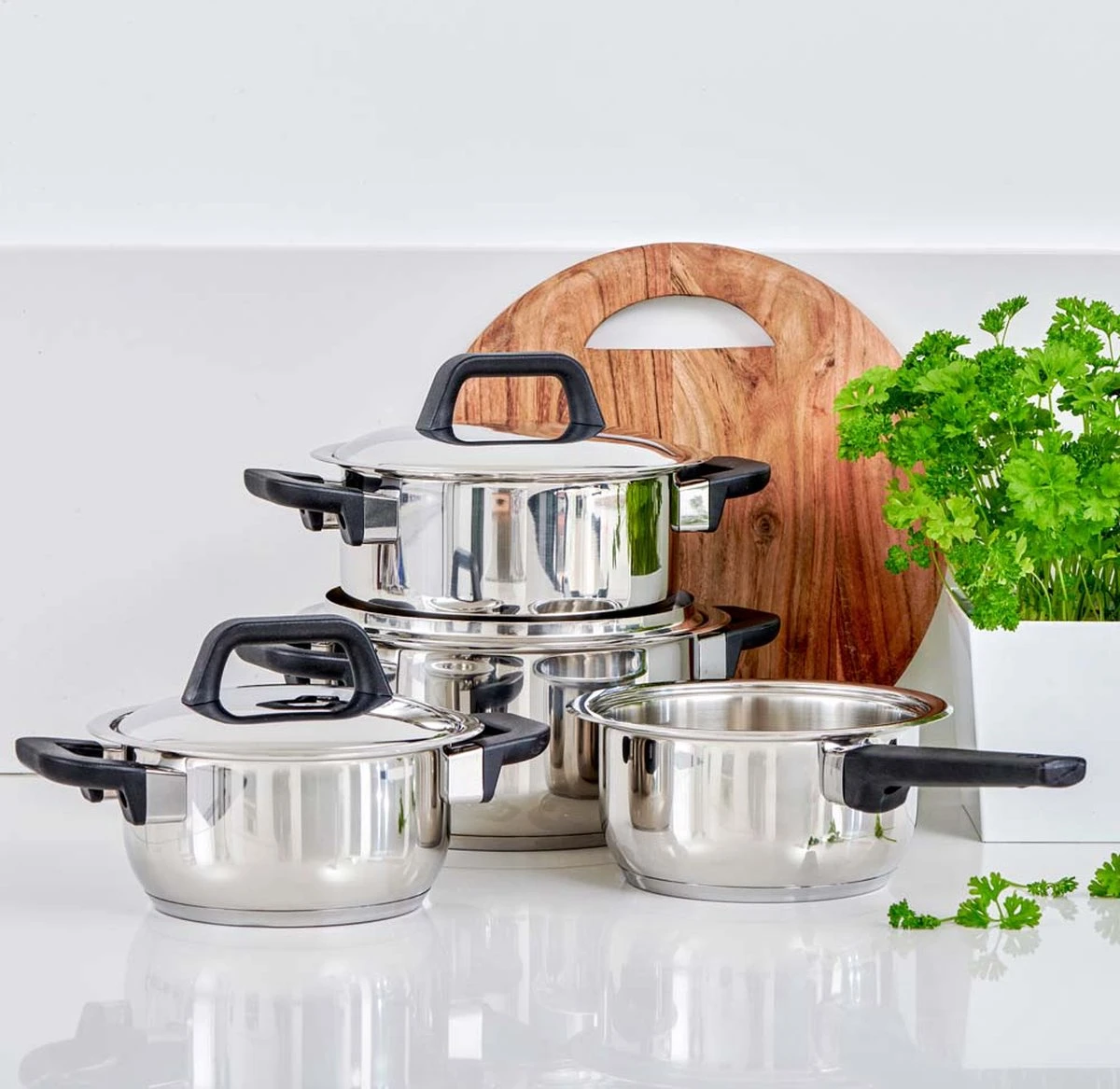 Gero Erik Kookpannenset - 4-delig - RVS - Inductie 8 Gero Erik Kookpannenset - 4-delig - RVS - Inductie - Afbeelding 6