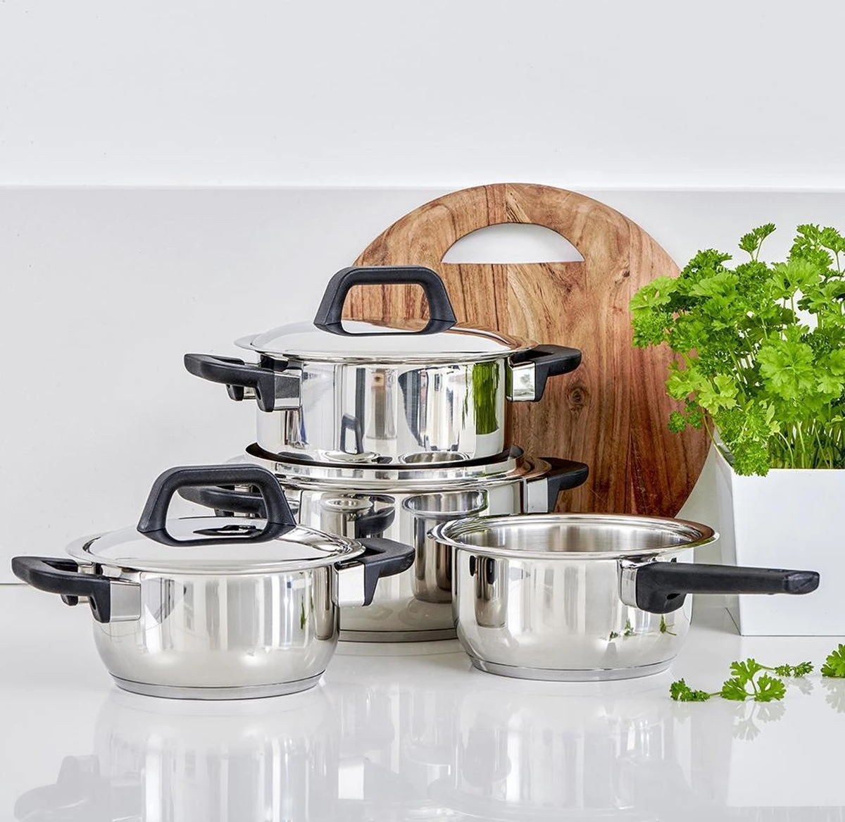 Gero Erik Kookpannenset - 4-delig - RVS - Inductie 9 Gero Erik Kookpannenset - 4-delig - RVS - Inductie - Afbeelding 7