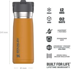Stanley The IceFlow™ Flip Straw Water Bottle 0,65L - Thermosfles - Saffron 32 Stanley The IceFlow™ Flip Straw Water Bottle 0,65L - Thermosfles - Saffron -Meubelwinkel 1200x1170 4