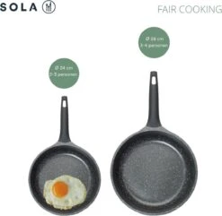 Sola Koekenpan Fair Cooking - Ø 28 Cm - Zwart/wit - Aluminium - Antiaanbaklaag -Meubelwinkel 1200x1171 2
