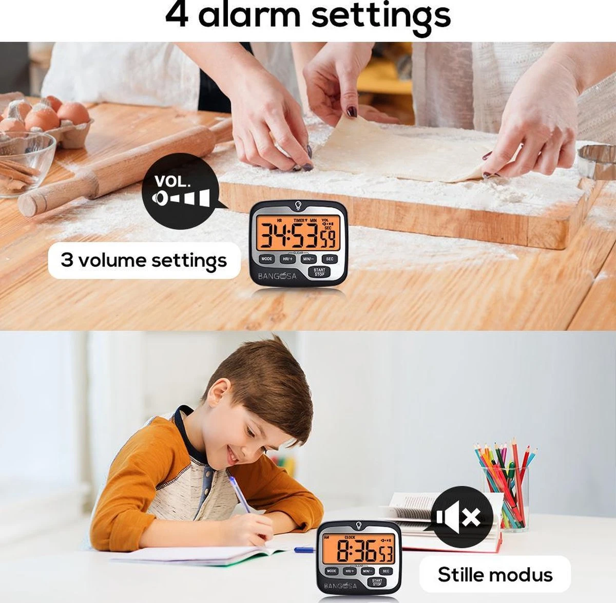 BanGosa® Magnetisch Digitale Kookwekker - Timer - RVS - Keukenwekker Digitaal - Digitale Keuken Timer - Stopwatch Met Magneet 7 BanGosa® Magnetisch Digitale Kookwekker - Timer - RVS - Keukenwekker Digitaal - Digitale Keuken Timer - Stopwatch Met Magneet - Afbeelding 5