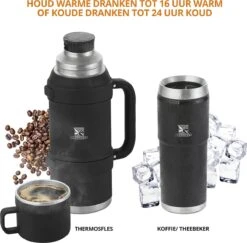 MacGyver RVS Thermoskan 1.5 Ltr – RVS Thermosbeker 0,55 Ltr - Langdurig Warm/koud - Zwart -Meubelwinkel 1200x1180 1