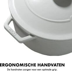 MOA Gietijzeren Braadpan - Inhoud 7,2 Liter - 30CM - Rond - Alle Warmtebronnen - Ook Voor Inductie - Gewicht 7,3 Kg - Wit - C30W -Meubelwinkel 1200x1181