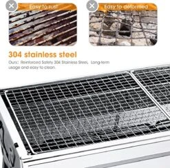 Uten - Houtskoolbarbecue - Opvouwbare Barbecue - Houtskoolbarbecues - Draagbare Camping Barbecue - 430 Roestvrij Staal Grill BBQ - 5-10 Persoon Tuin Buitenfeest - Zilver -Meubelwinkel 1200x1184 4