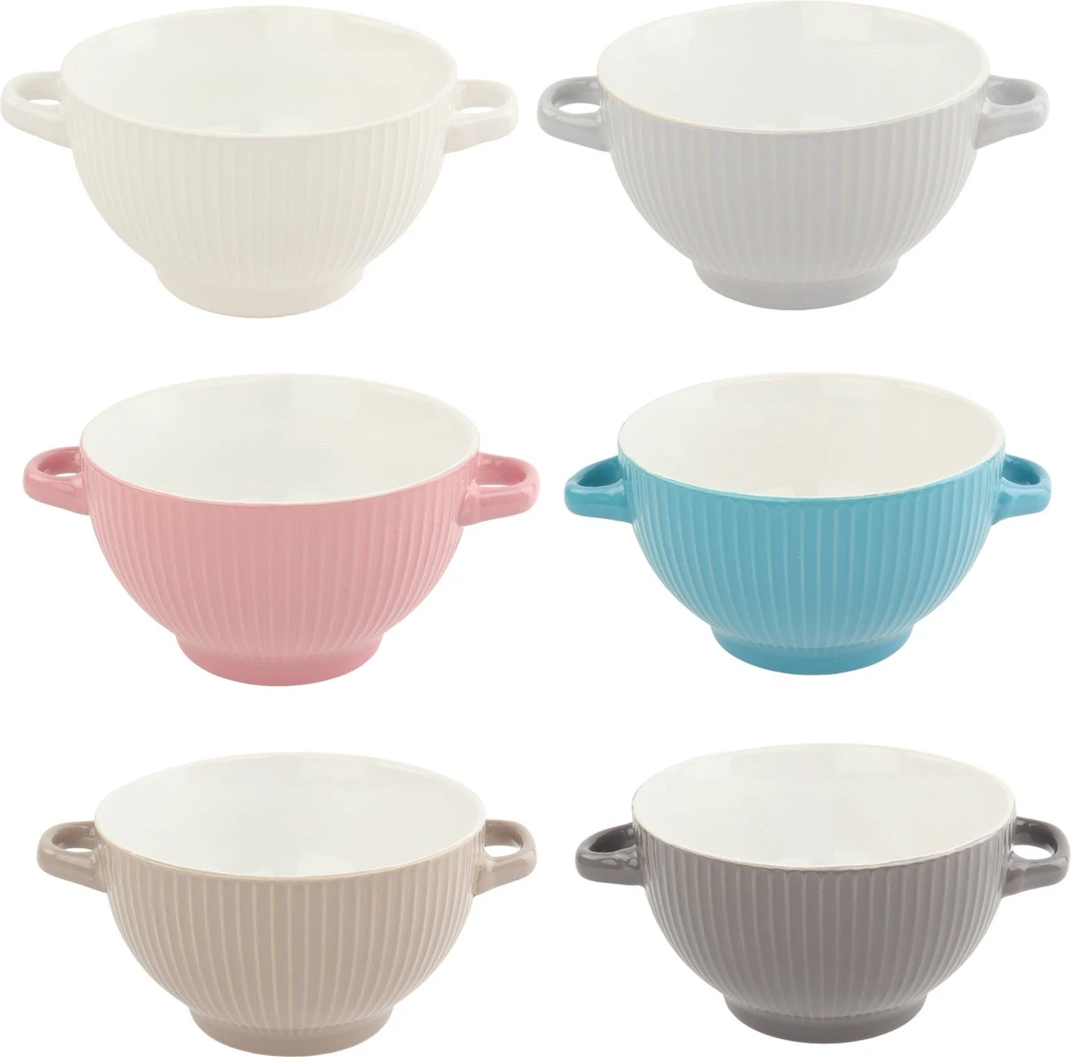 OTIX Soepkommen - Set Van 6 - Met Oor - Stapelbaar - Aardewerk - 680 Ml - 6 Kleuren 9 OTIX Soepkommen - Set Van 6 - Met Oor - Stapelbaar - Aardewerk - 680 Ml - 6 Kleuren - Afbeelding 7