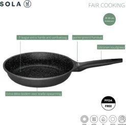 Sola Koekenpan Fair Cooking - Ø 28 Cm - Zwart/wit - Aluminium - Antiaanbaklaag -Meubelwinkel 1200x1189