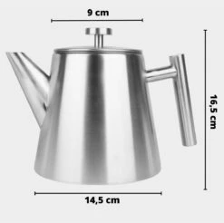 Castagnola Theepot Met Filter – Theekan – Theepot Dubbelwandig – Theepot Roestvrijstaal – Hoogwaardig RVS – 1 Liter – 5 Kopjes Thee – Zilver -Meubelwinkel 1200x1195 5