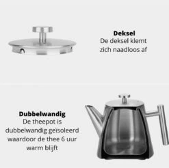 Castagnola Theepot Met Filter – Theekan – Theepot Dubbelwandig – Theepot Roestvrijstaal – Hoogwaardig RVS – 1 Liter – 5 Kopjes Thee – Zilver -Meubelwinkel 1200x1195 7
