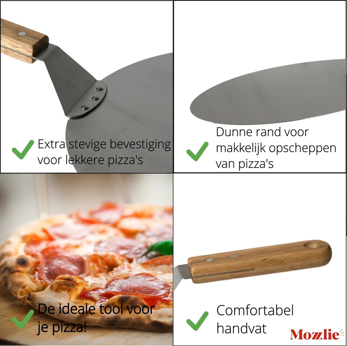 Pizzaschep 30 Cm Voor Oven Of BBQ - Rond - RVS - Met Houten Handvat 5 Pizzaschep 30 Cm Voor Oven Of BBQ - Rond - RVS - Met Houten Handvat - Afbeelding 3
