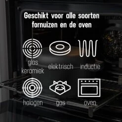 Daumonet Ducasse Gietijzeren Double Use Braadpan - Combi Sudderpan Zwart - 2-in-1 Bak- En Braadpan - PFAS & PFOA Vrij - Rond - Ø 26 Cm - 4,4 Liter - Emaille - Alle Warmtebronnen - Elektrisch - Gas - Halogeen - Inductie - Keramisch -Meubelwinkel 1200x1199 10