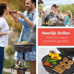 KitchenBrothers Elektrische BBQ - Met Grillplaat - Anti-aanbaklaag - Incl. Plank/Houders - Grilloppervlak 46,5x33,8cm - Tot 300°C - 2400W - Zwart -Meubelwinkel 1200x1200 1055