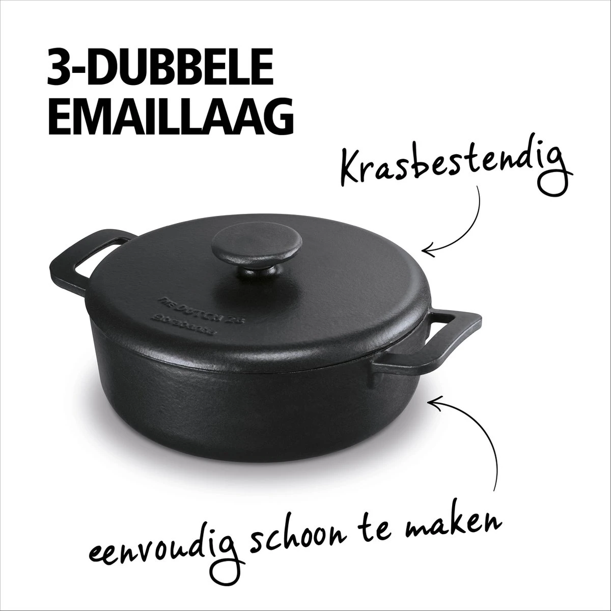 BRABANTIA THE DUTCH Gietijzeren Braadpan - Ø 28cm - MAT Zwart - Inductie 5 BRABANTIA THE DUTCH Gietijzeren Braadpan - Ø 28cm - MAT Zwart - Inductie - Afbeelding 3