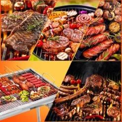 Uten - Houtskoolbarbecue - Opvouwbare Barbecue - Houtskoolbarbecues - Draagbare Camping Barbecue - 430 Roestvrij Staal Grill BBQ - 5-10 Persoon Tuin Buitenfeest - Zilver -Meubelwinkel 1200x1200 1098