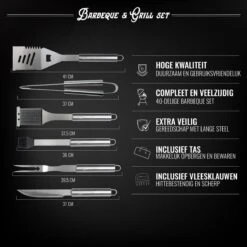 Mountain Jack® 40-Delige Luxe BBQ Grill Accessoires Set In Roestvrij Staal – Barbecue Gereedschap – Tangenset, Vlees Thermometer, Vleestang, Borstel, Spiezen, Vleesmes, Vleesvork 15 Mountain Jack® 40-Delige Luxe BBQ Grill Accessoires Set In Roestvrij Staal – Barbecue Gereedschap – Tangenset, Vlees Thermometer, Vleestang, Borstel, Spiezen, Vleesmes, Vleesvork -Meubelwinkel 1200x1200 1162