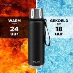 TravelR Thermosfles - Thermoskan - Drinkfles - Isoleerfles - BPA Vrij - Roestvrij Staal - 750 ML - Mat Zwart -Meubelwinkel 1200x1200 1175