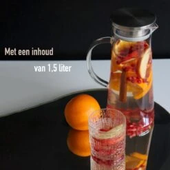 MÊZON® Schenkkan - Glazen Waterkan - Waterkaraf Voor Fruitwater - Multifunctionele Decanteer Karaf - Kan Met Deksel - 1.5L Capaciteit -Meubelwinkel 1200x1200 1246