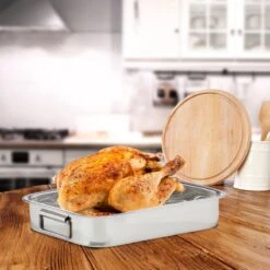 Relaxdays Braadslede Met Rooster - Edelstaal - Ovenschaal - Braadpan - Braadslee - Zilver - L 13 Relaxdays Braadslede Met Rooster - Edelstaal - Ovenschaal - Braadpan - Braadslee - Zilver - L -Meubelwinkel 1200x1200 140