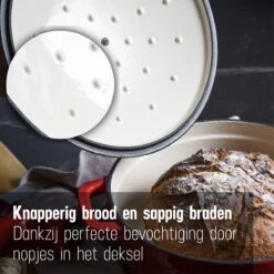 Daumonet Carême Rouge Gietijzeren Braadpan - Sudderpan Kersen Rood - Rond - Ø26 Cm - 4,4 Liter - PFAS & PFOA Vrij - Emaille - Geschikt Voor Alle Warmtebronnen - Elektrisch - Gas - Halogeen - Inductie - Keramisch - Vaatwasserbestendig -Meubelwinkel 1200x1200 388