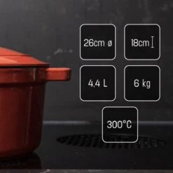 Daumonet Carême Rouge Gietijzeren Braadpan - Sudderpan Kersen Rood - Rond - Ø26 Cm - 4,4 Liter - PFAS & PFOA Vrij - Emaille - Geschikt Voor Alle Warmtebronnen - Elektrisch - Gas - Halogeen - Inductie - Keramisch - Vaatwasserbestendig -Meubelwinkel 1200x1200 392