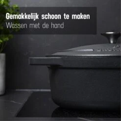 Gietijzeren Braadpan - Sudderpan Zwart Van Daumonet - Ovaal - Ø 29 Cm - 3 Liter - 100% PFAS & PFOA Vrij - Emaille - Geschikt Voor Alle Warmtebronnen - Elektrisch - Gas - Halogeen - Inductie - Keramisch - Vaatwasserbestendig -Meubelwinkel 1200x1200 430