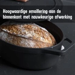 Gietijzeren Braadpan - Sudderpan Zwart Van Daumonet - Ovaal - Ø 29 Cm - 3 Liter - 100% PFAS & PFOA Vrij - Emaille - Geschikt Voor Alle Warmtebronnen - Elektrisch - Gas - Halogeen - Inductie - Keramisch - Vaatwasserbestendig -Meubelwinkel 1200x1200 433