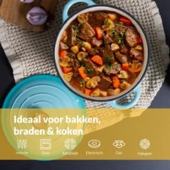Chefarone Gietijzeren Pan - Braadpan Inclusief Deksel - Geschikt Voor Alle Warmtebronnen - Geëmailleerd Blauw 16 Chefarone Gietijzeren Pan - Braadpan Inclusief Deksel - Geschikt Voor Alle Warmtebronnen - Geëmailleerd Blauw -Meubelwinkel 1200x1200 478