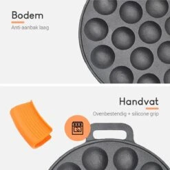 Ocina Poffertjespan – Combo Pack – 19 Poffertjes – Poffertjesmaker – Poffertjespan Inductie – Poffertjespan Electrisch – Gietijzeren Pan - Inclusief Doseerfles, Handvaten, 6x Poffertjesvorken En Invetkwast – Gratis Receptenboek -Meubelwinkel 1200x1200 483
